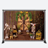 Aperturee - Floral Vines Dark Brown House Bunny Easter Backdrop
